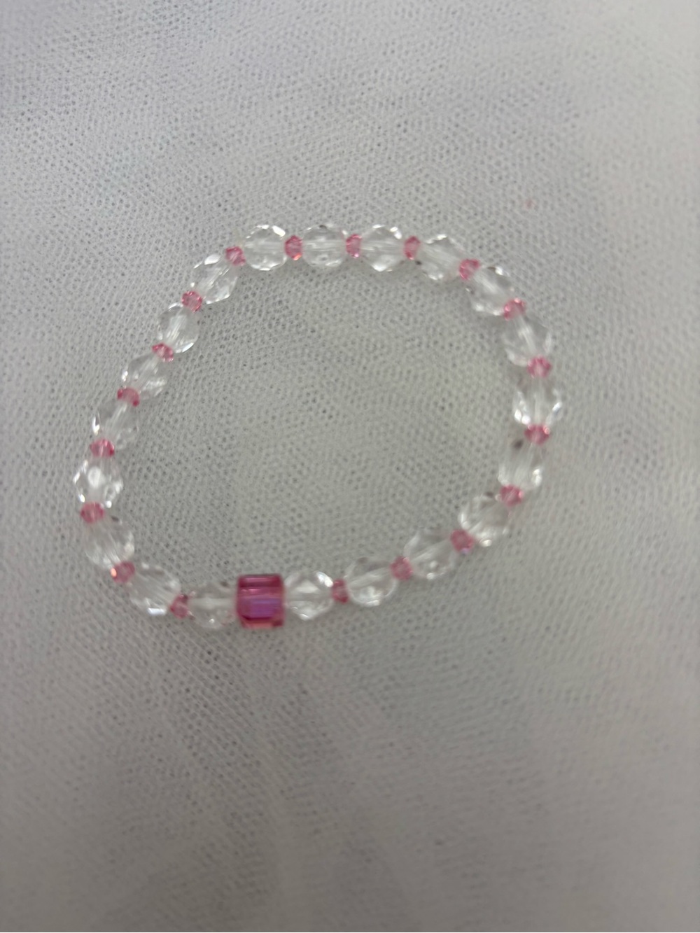 Clear and Pink Beaded Stretch Bracelet - Women Jewelry